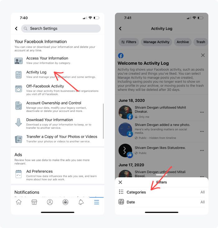 how to unhide Facebook post