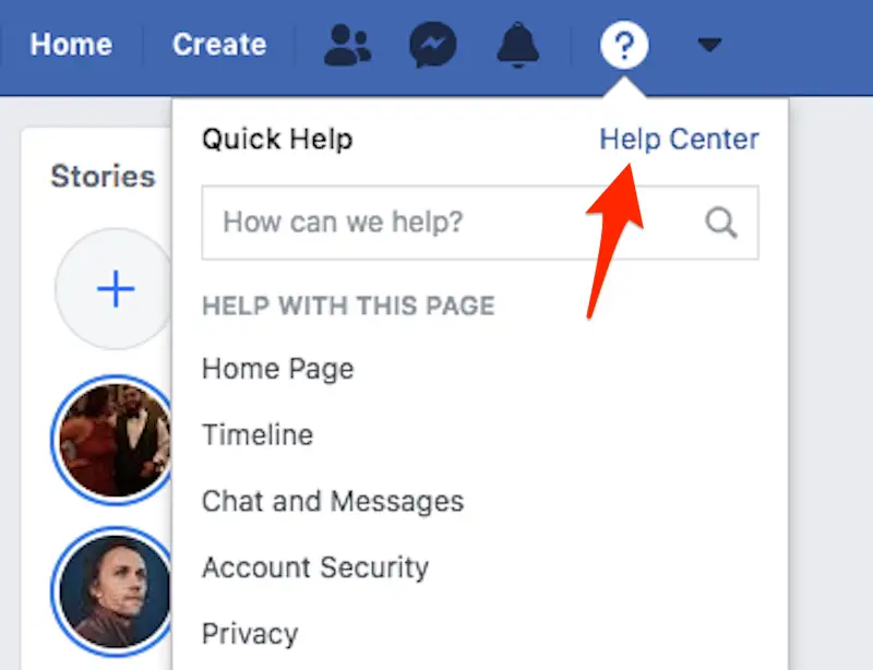 Facebook help center