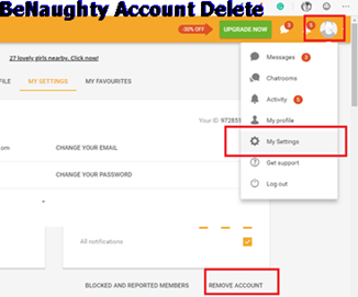 Steps in Deleting Benaughty Account